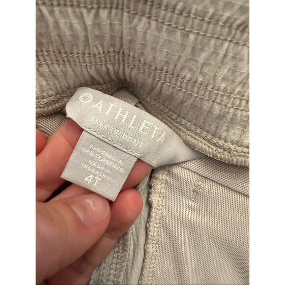 Athleta tan Belted High Rise Zip Hem Trekkie Utility Cargo Track Pants Size 4T - Picture 3 of 4